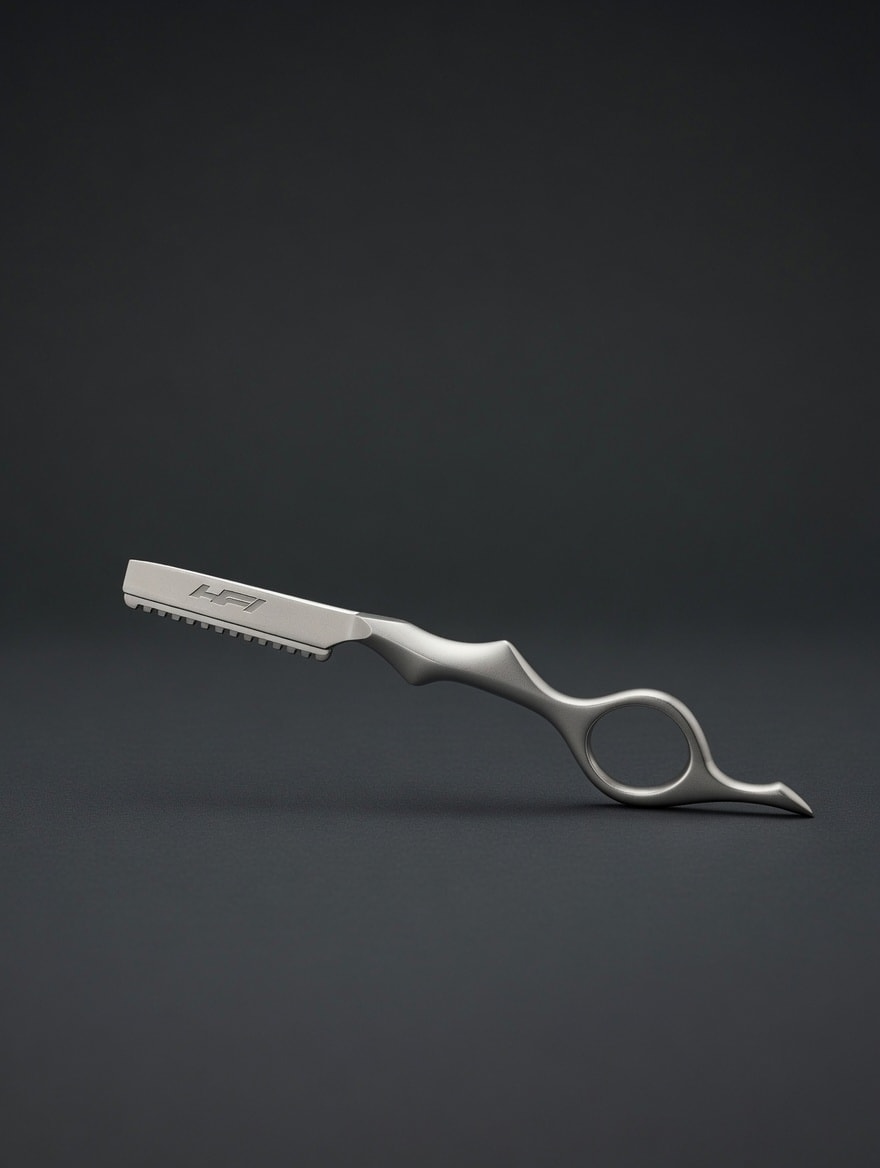 OMB Thinning Razor — in-hand grip shot